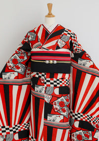 【振袖ネットレンタルすぐ届く成人式振袖】最短1週間でお届け！個性的な花札デザイン/KH-271