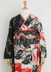 【振袖ネットレンタルすぐ届く成人式振袖】最短1週間でお届け！走る鶴とペインティング/KH-452