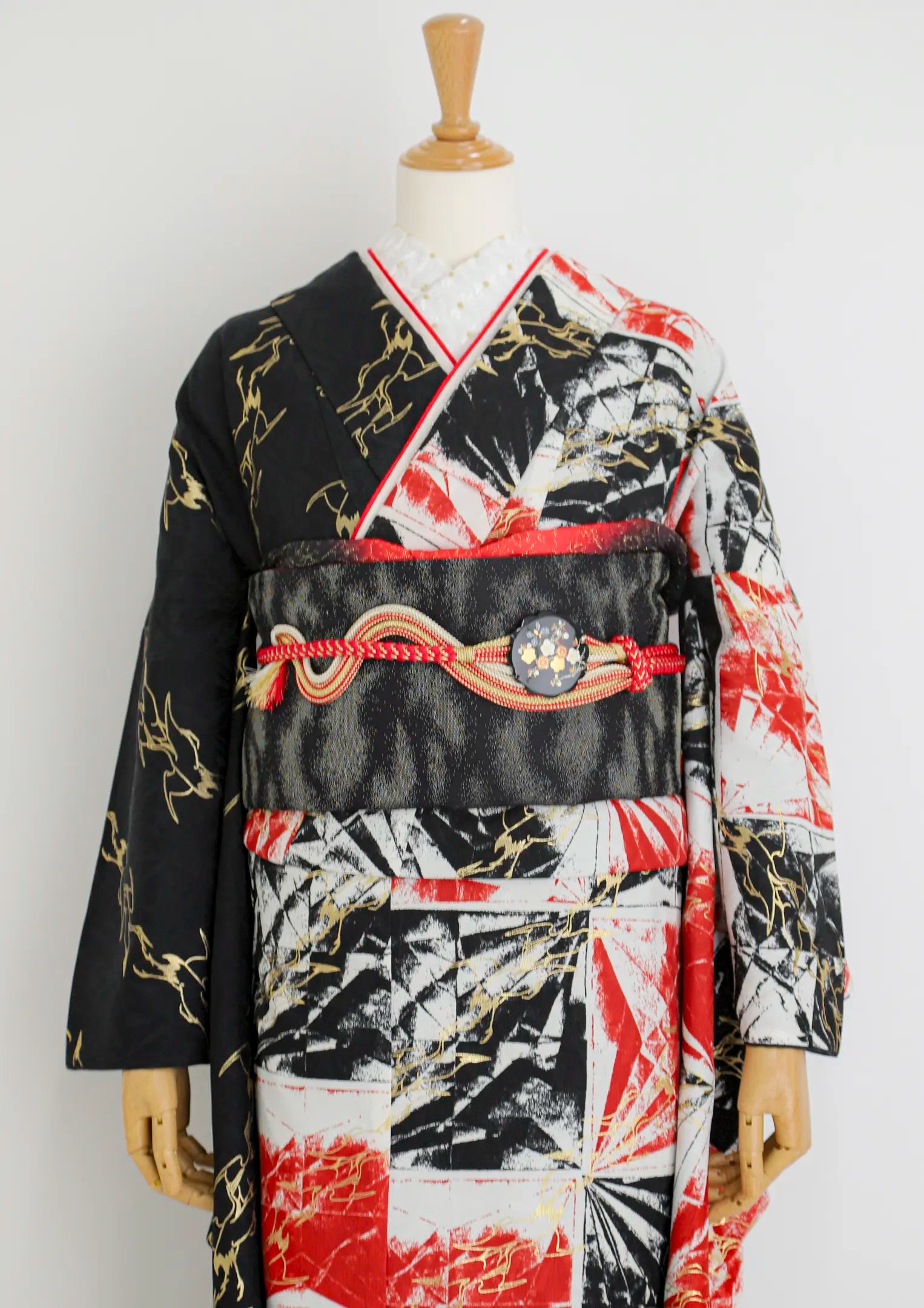 【振袖ネットレンタルすぐ届く成人式振袖】最短1週間でお届け！走る鶴とペインティング/KH-452