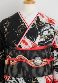 【振袖ネットレンタルすぐ届く成人式振袖】最短1週間でお届け！走る鶴とペインティング/KH-452