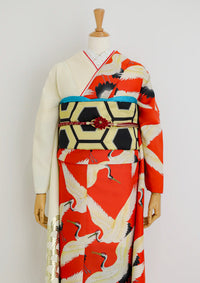 【振袖ネットレンタルすぐ届く成人式振袖】最短1週間でお届け！和風モダンなデザイン/KH-490