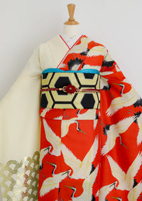 【振袖ネットレンタルすぐ届く成人式振袖】最短1週間でお届け！和風モダンなデザイン/KH-490