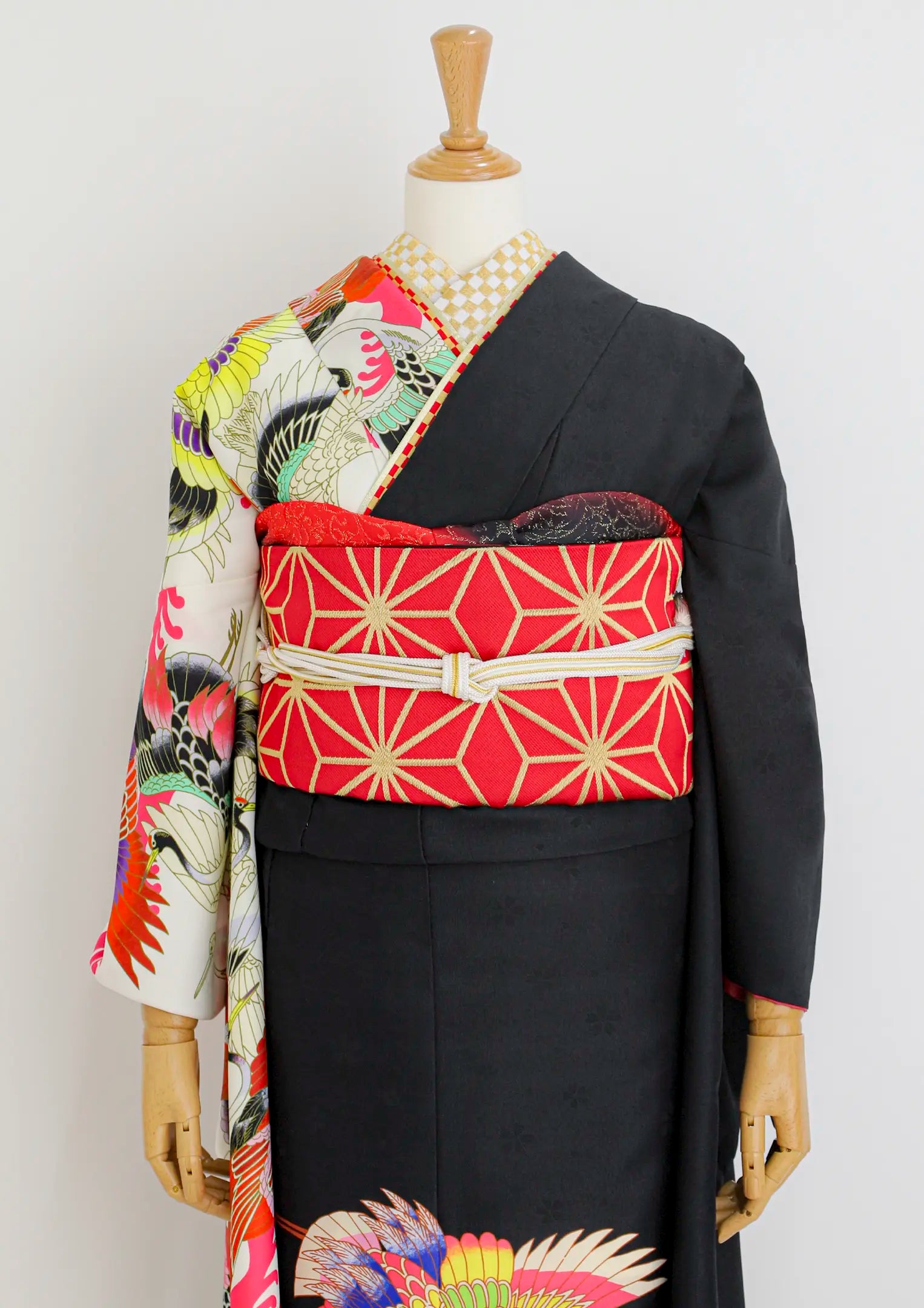 【振袖ネットレンタルすぐ届く成人式振袖】最短1週間でお届け！サイケデリックでビビッドな鶴/KH-489