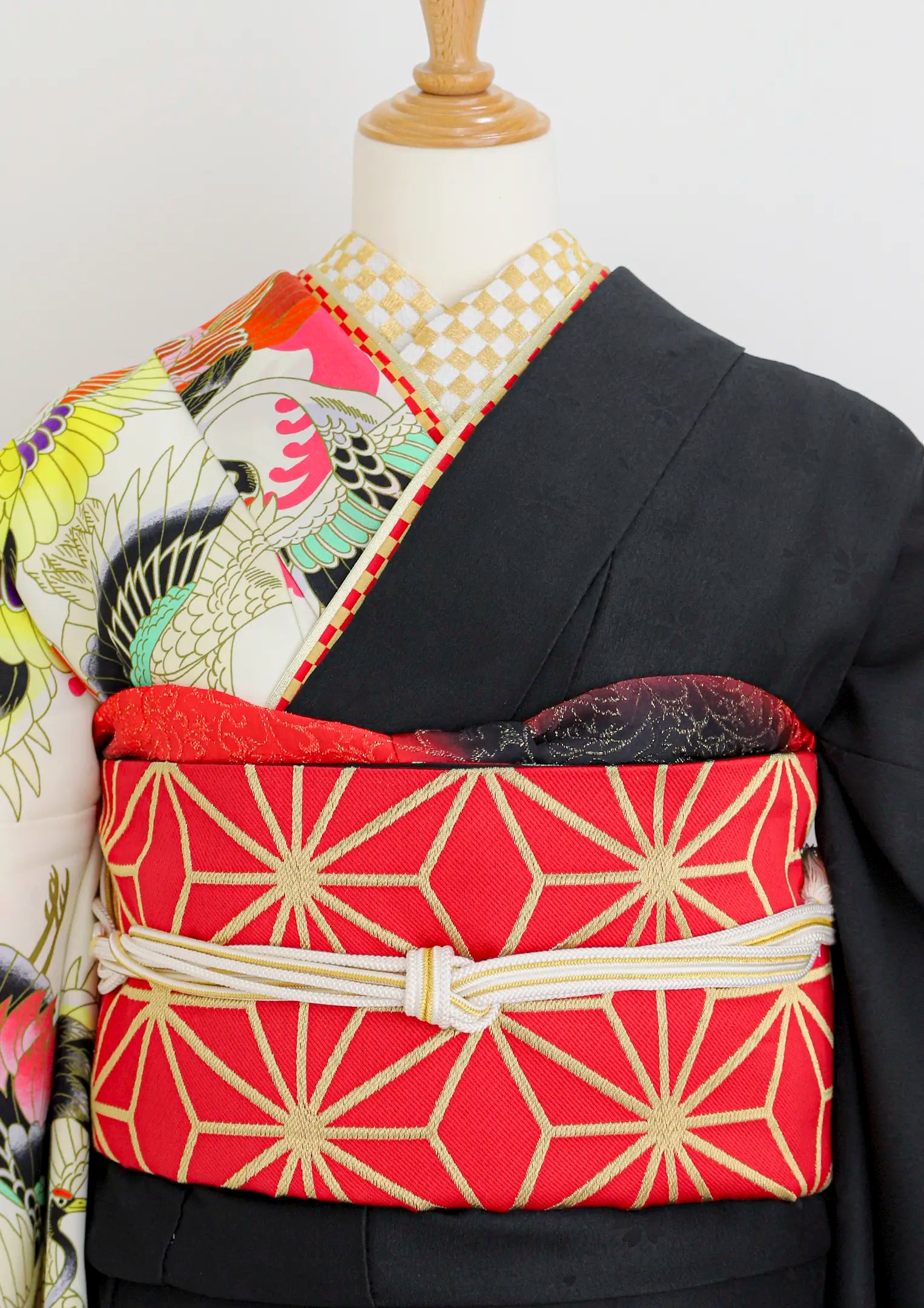 【振袖ネットレンタルすぐ届く成人式振袖】最短1週間でお届け！サイケデリックでビビッドな鶴/KH-489