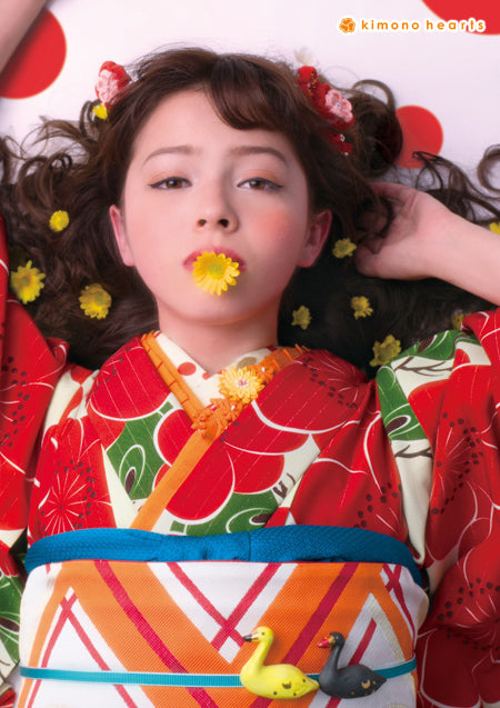 振袖ネットレンタル：赤のレトロな梅】ポップにキッチュに/FL-5105