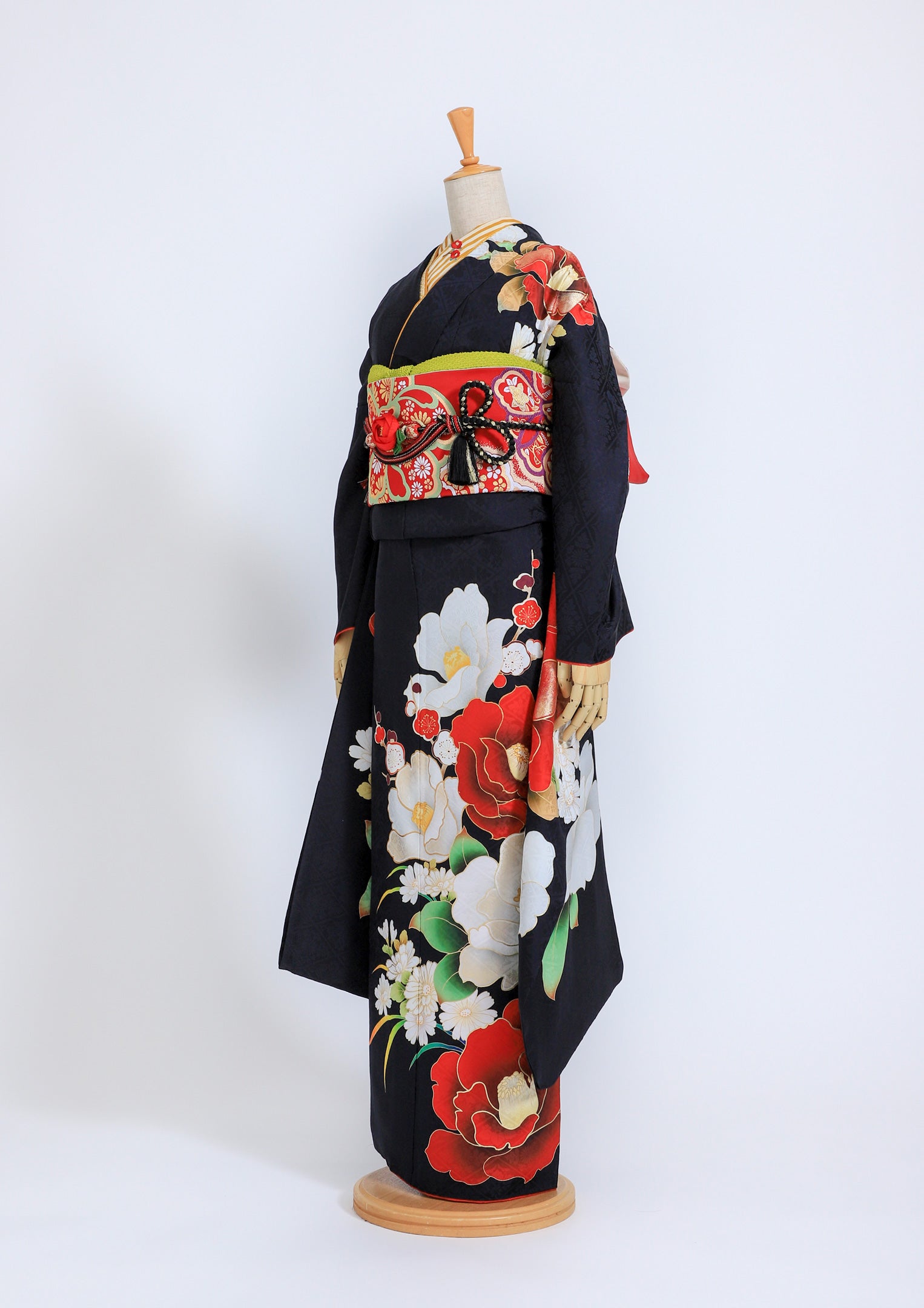 ■モダン■黒振袖■大輪椿南天■正絹振袖フルセット■成人式■振袖一式 振袖 椿音色 黒（ご予約受注品） | 振袖 | やまとオンラインストア