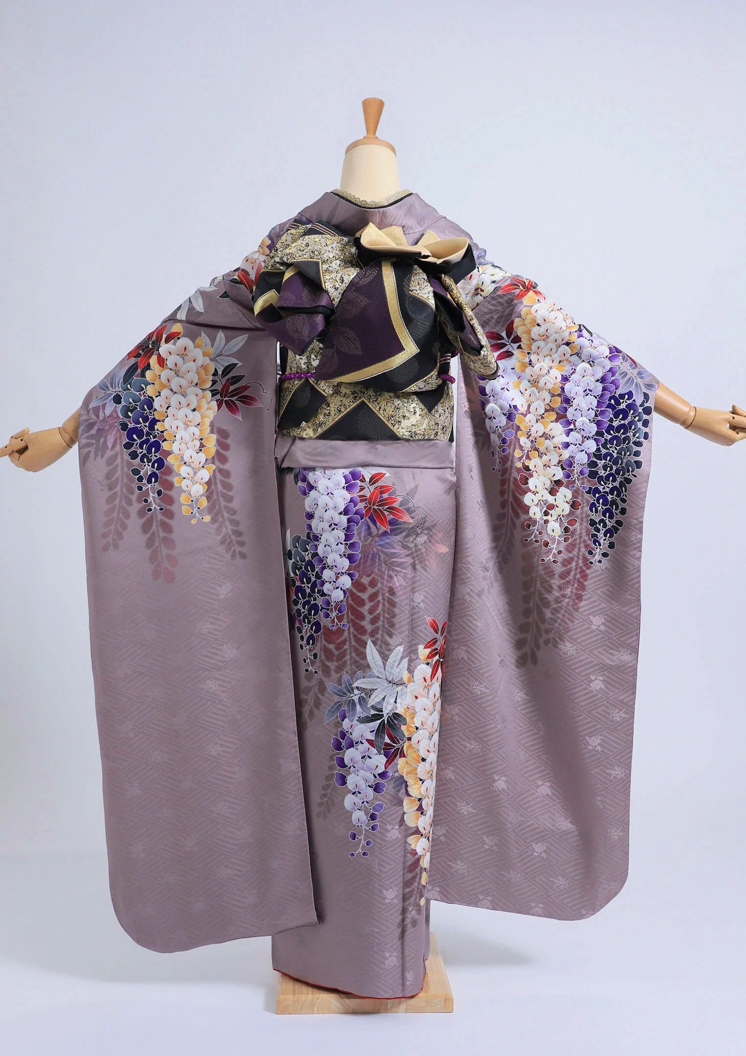 平和屋1□極上 振袖 色無地 深紫色地 逸品3s5357 正絹 平和屋 逸品