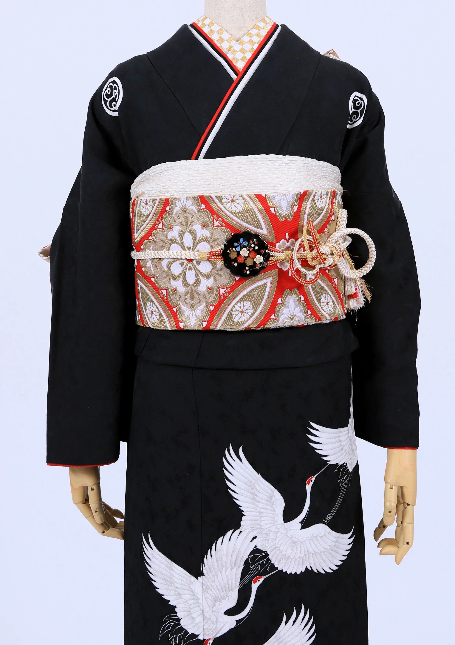 振袖ネットレンタル:黒無地】シンプルながらもモダンな鶴/KH-292 振袖ネットレンタル:黒無地】シンプルながらもモダンな鶴/KH-292