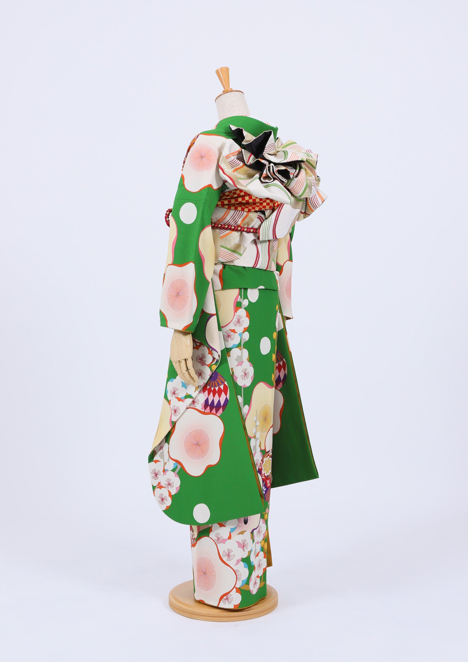 振袖ネットレンタル：緑と白い梅】変形フォルムがポップで可愛い/KH