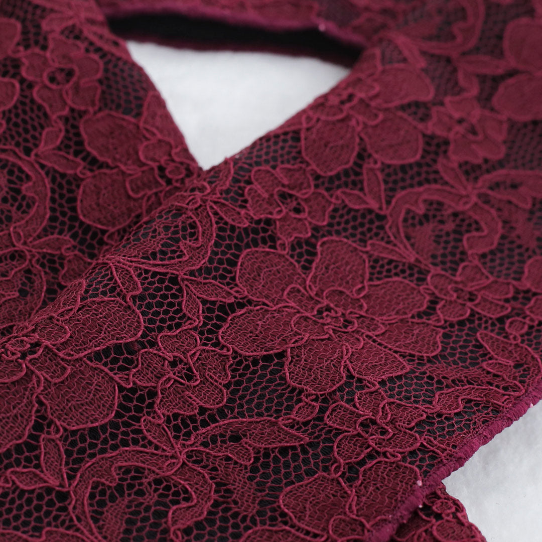 赤地 花柄 内装品 レース付き AZ383 花柄モチーフレース 立体お花襟刺繍レース 新体操 衣装 社交
