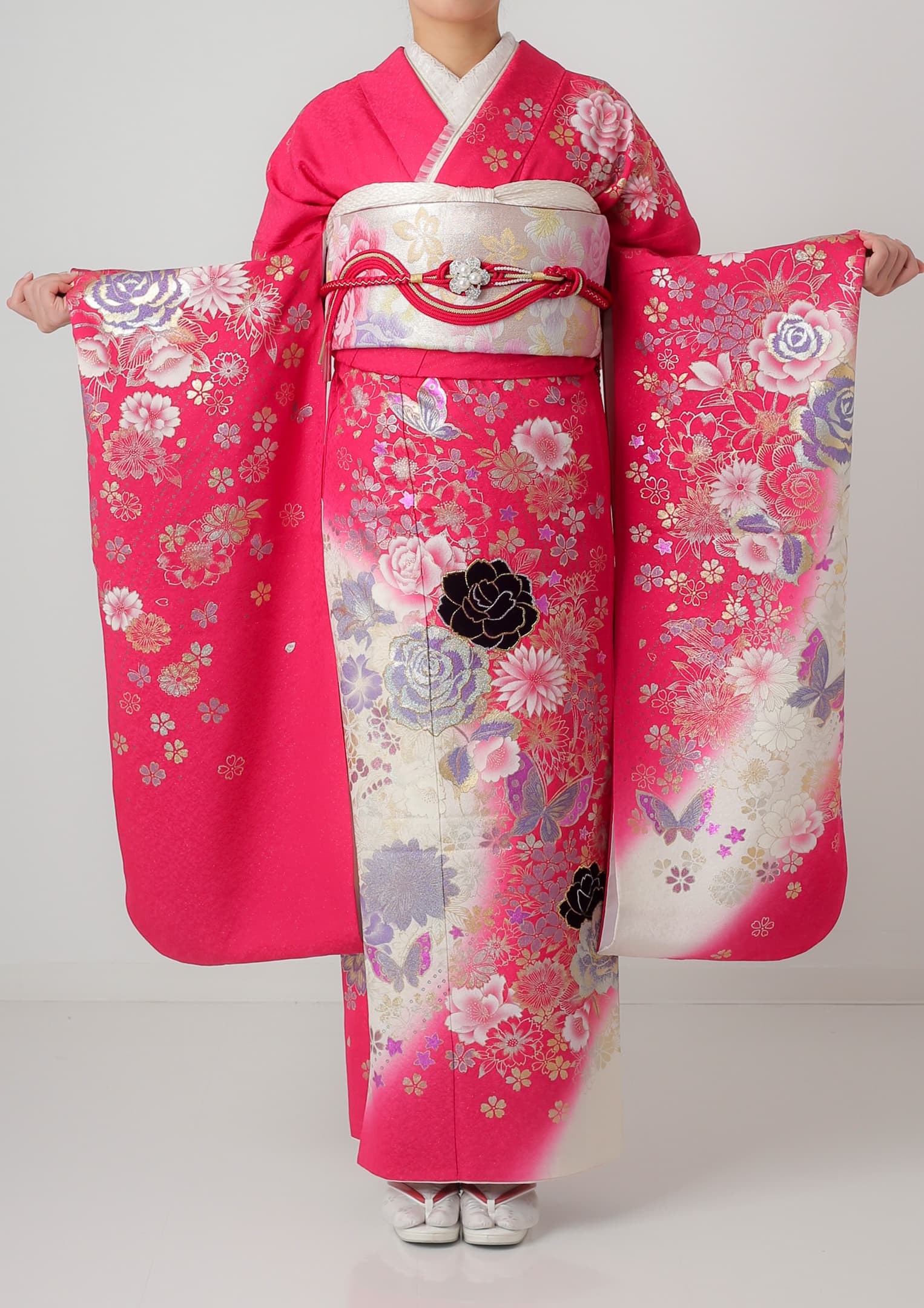 振袖ネットレンタル：ロマンティックガーリー】ピンクガーリー×薔薇/C