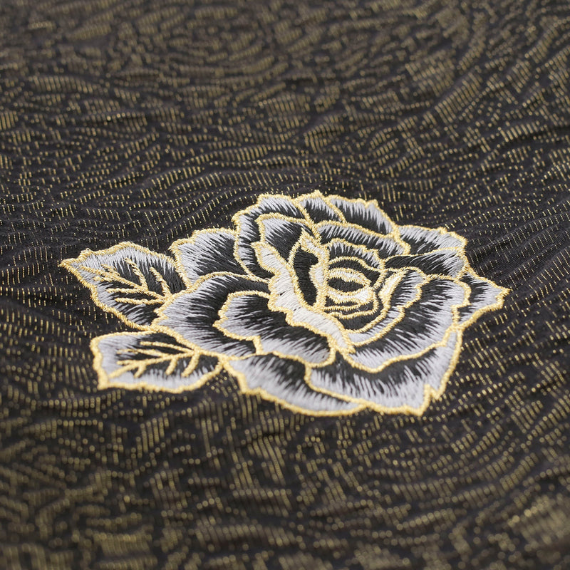 帯揚げ：ふくれ薔薇刺繍黒