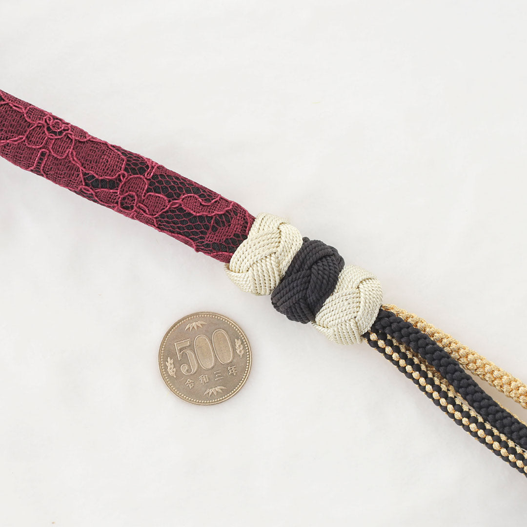 帯締め：レース丸ぐけえんじ – kimono-hearts-onlinestore