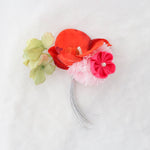【髪飾り：赤の胡蝶蘭につまみ細工の飾りがセット】グラマラス hair-31