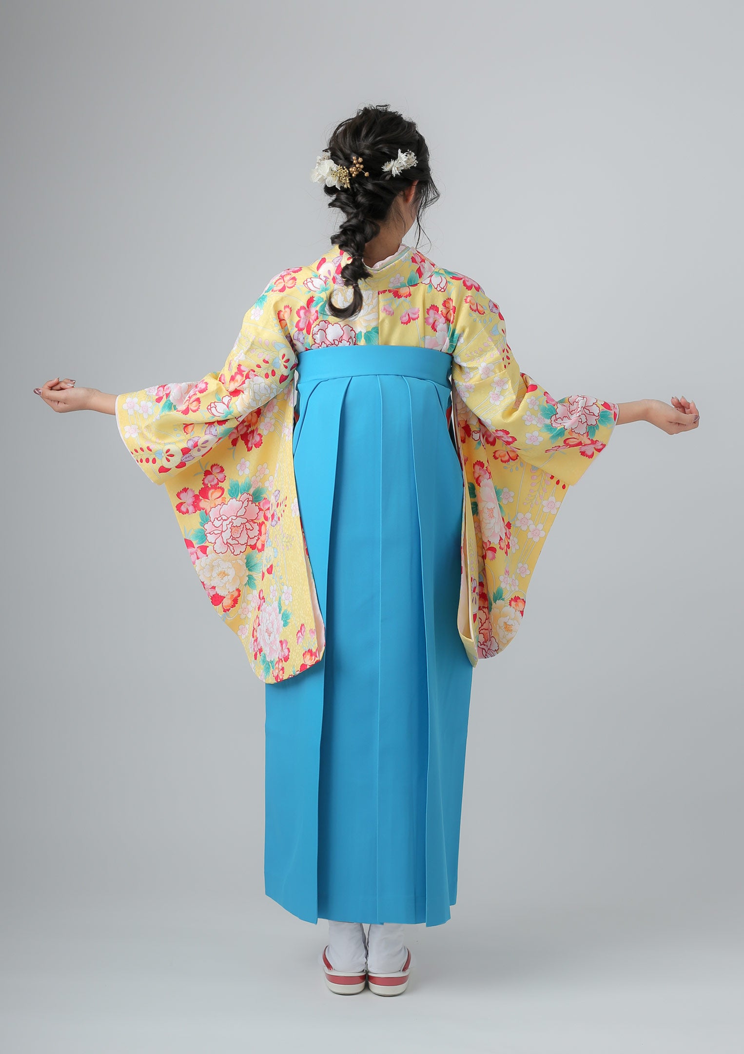 袴ネットレンタル：黄色に水色の袴】ポップな愛されカラー/HA-19