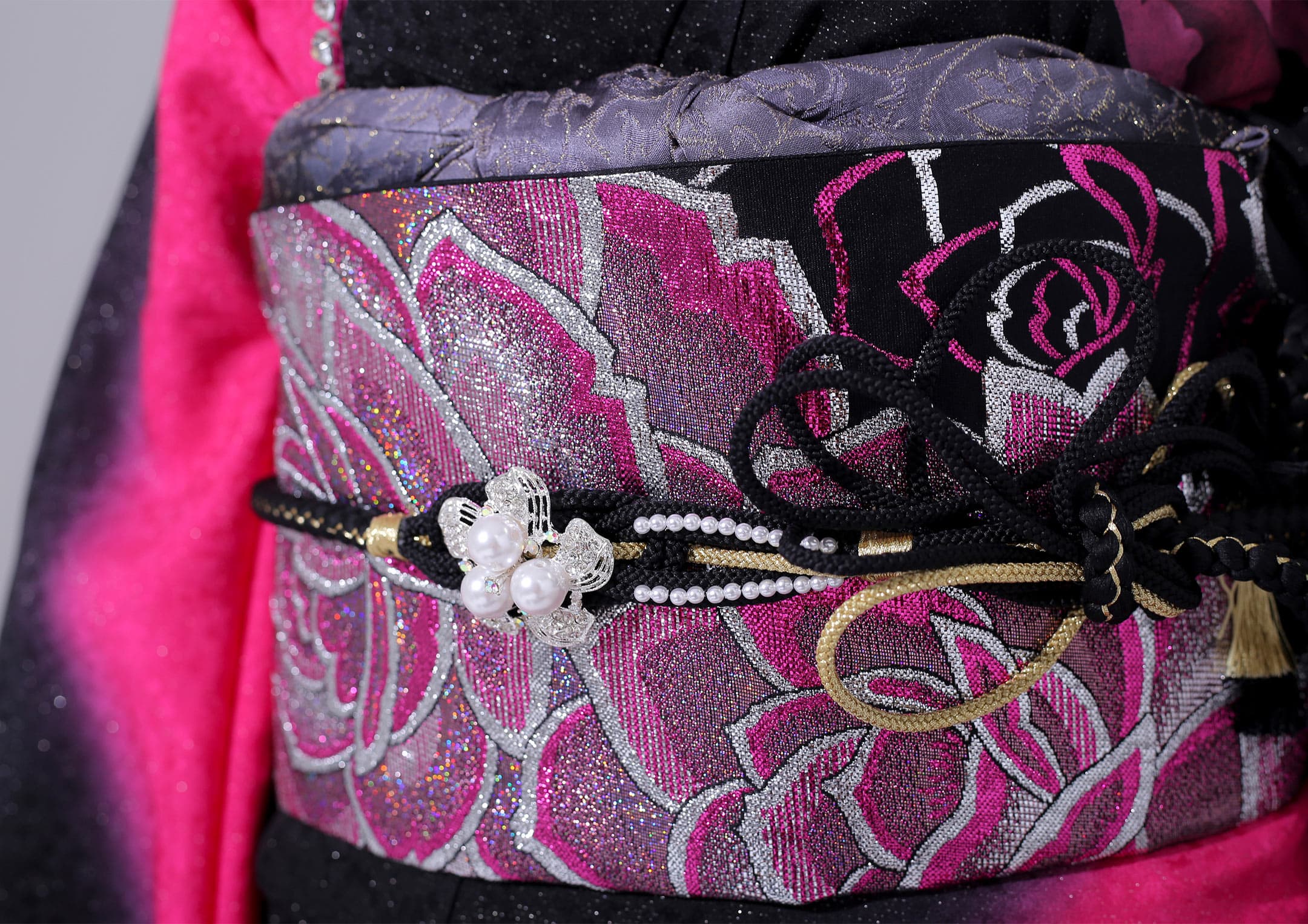 振袖ネットレンタル：グラマラス】ピンクブラック/C-004 – kimono