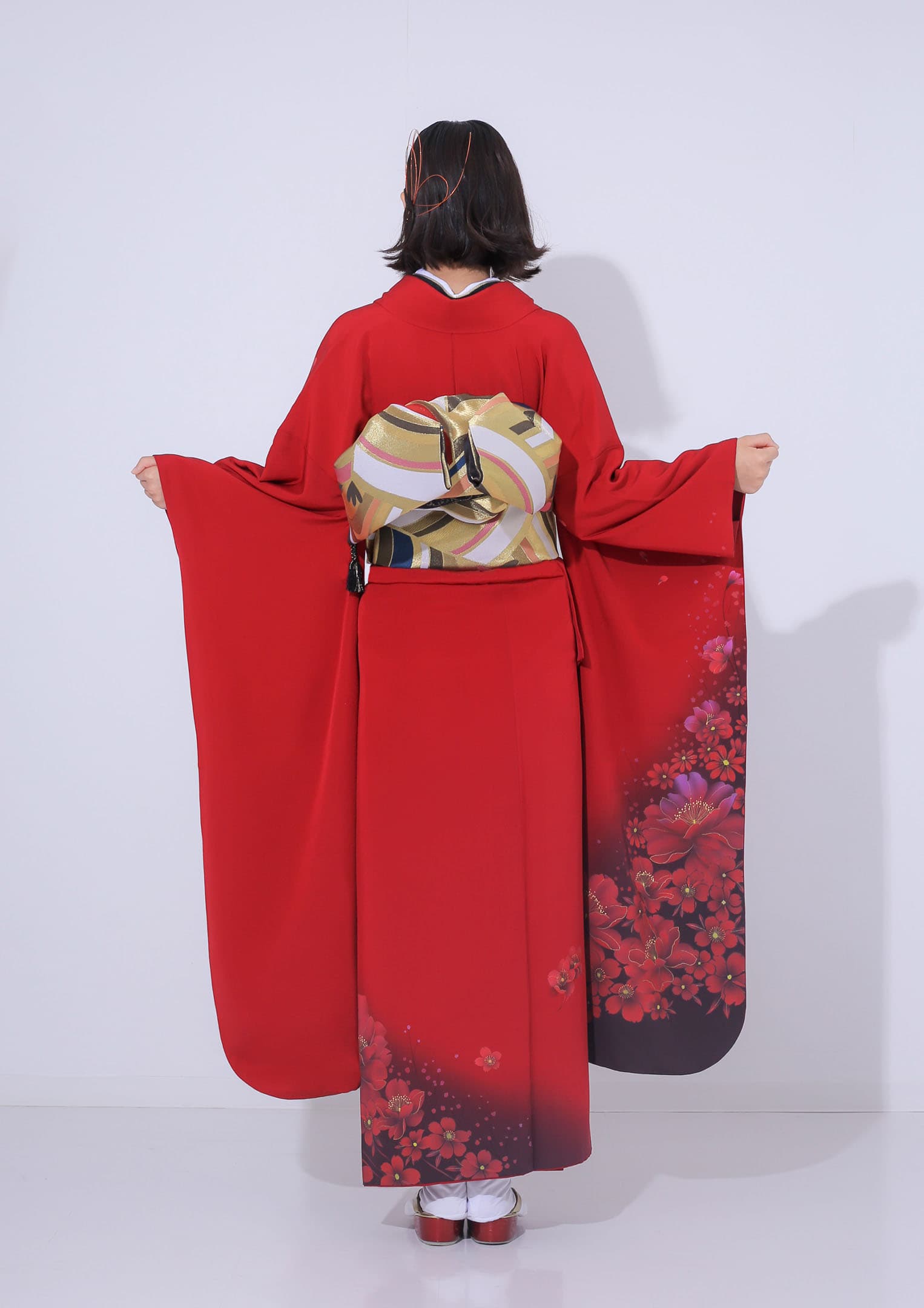 【オンライン限定商品】  振袖ネットレンタル：モードstyle】赤に黒霞に華/C-007 kimono – 着物・浴衣
