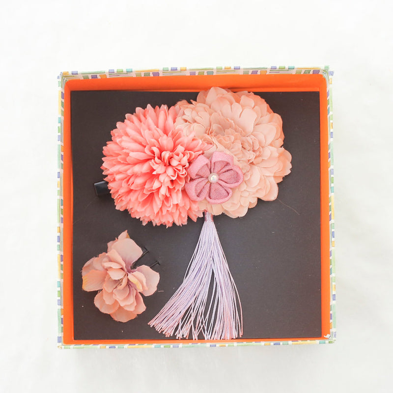 【髪飾り：くすみピンクの花と揺れるタッセルが王道かわいい】舞姫古典 hair-1