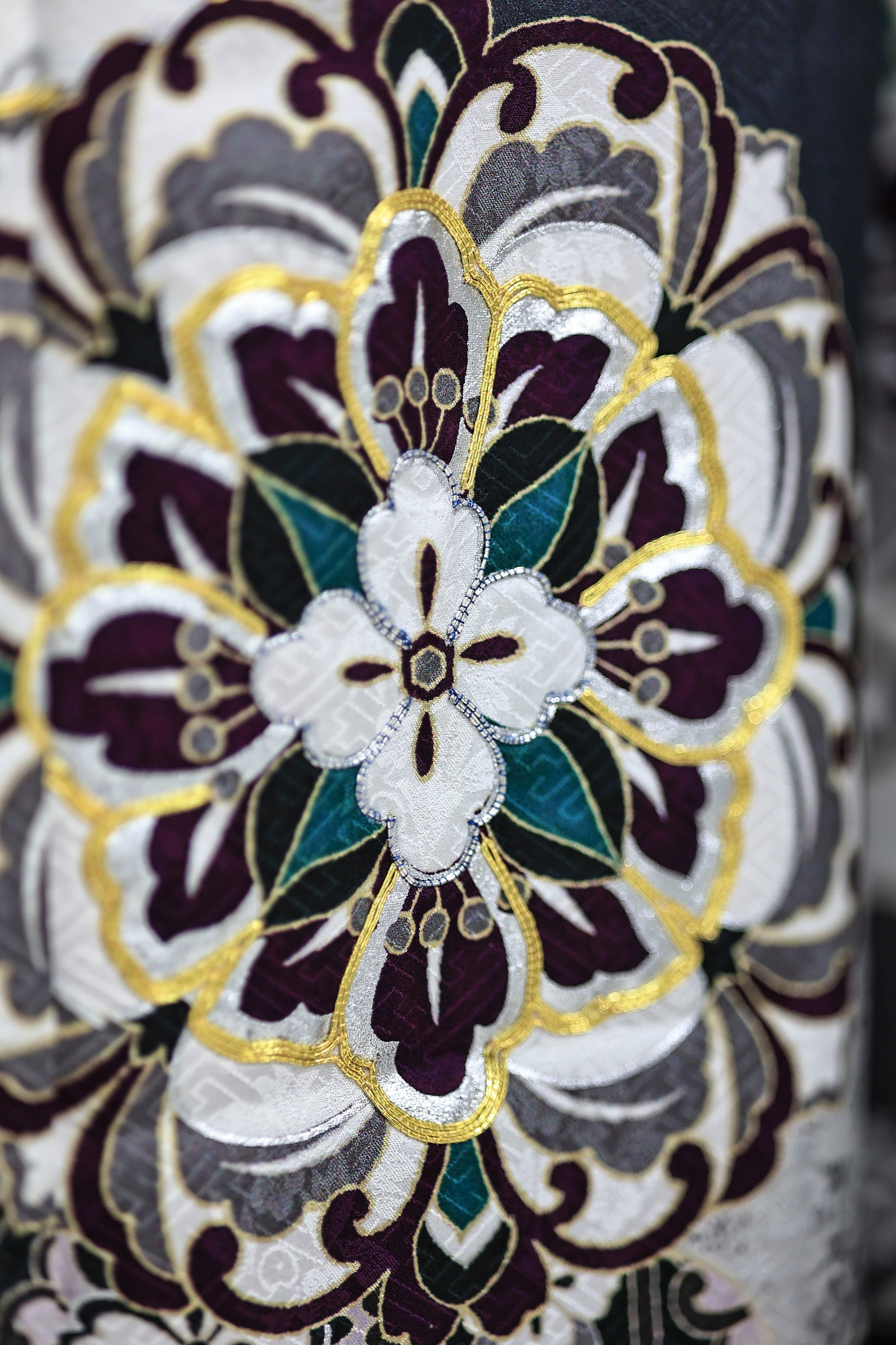 振袖ネットレンタル：青とグレー】オリエンタルな雰囲気で/KH-369